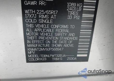 2018 Nissan Rogue S из США, поврежденный, VIN KNMAT2MV9JP568947